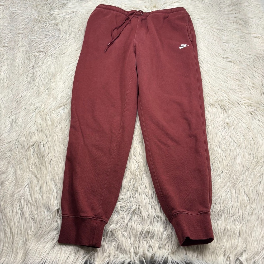 Nike Men's L‎ Burgundy Red Club Fleece Jogger Sweatpants Athleisure Lounge